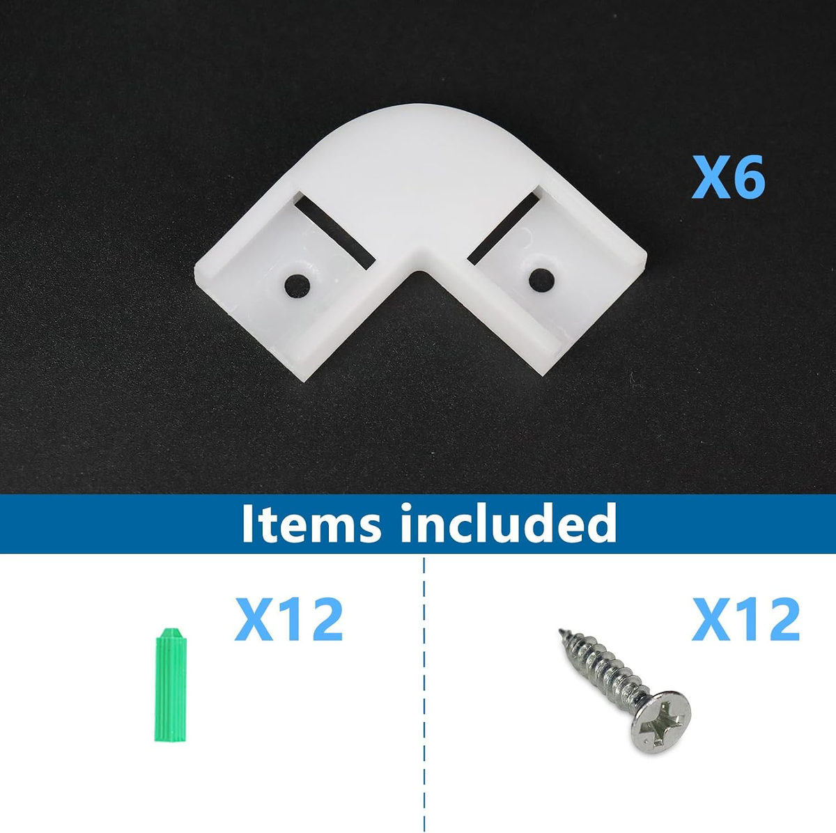 6-Pack 90° Corner Connectors for U-Shape LED Aluminum Channels with Screws