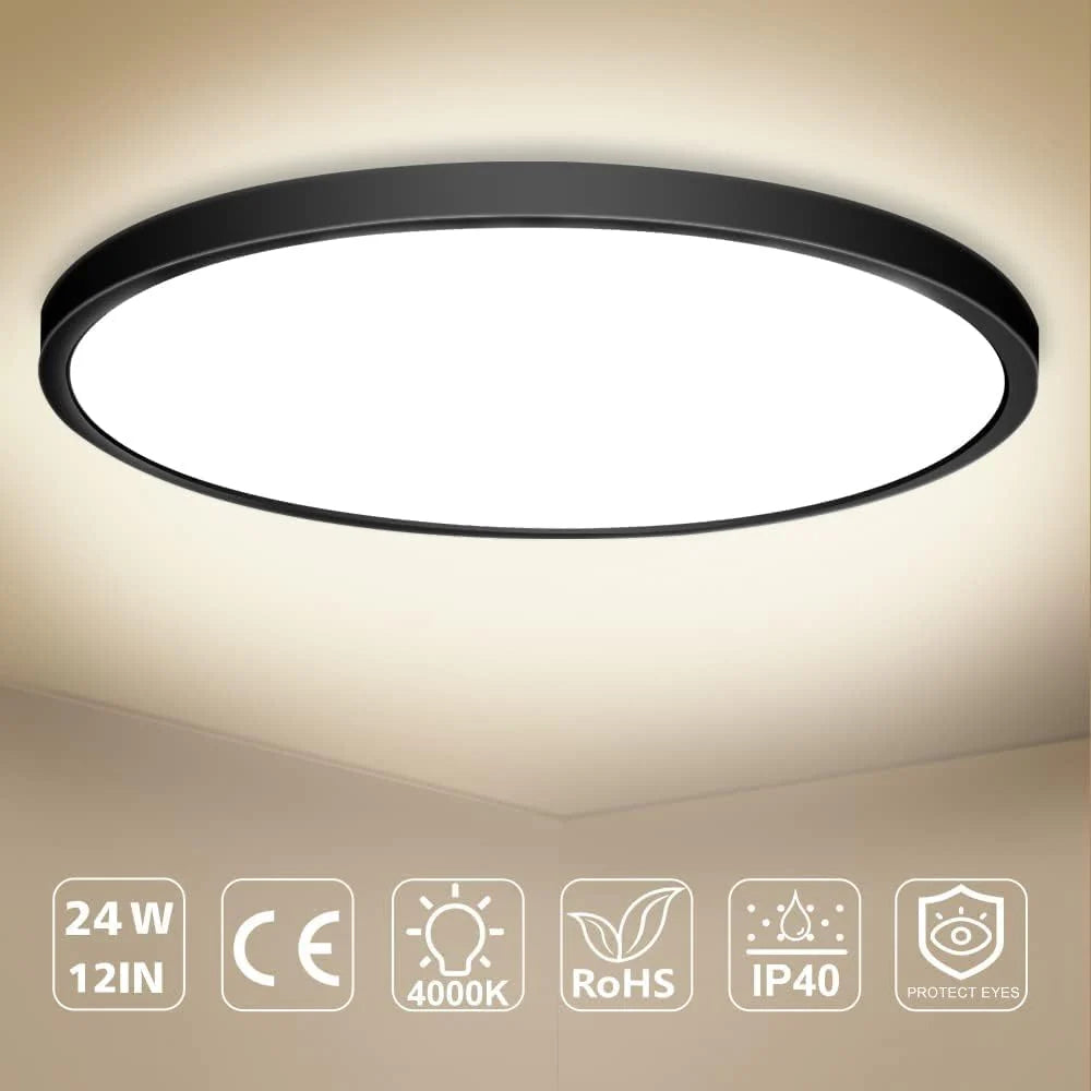 15.7 Inch 32W White /Black /Gold Round Ceiling Light – AC 110–130V | 3000K / 4500K / 5000K / 6500K | Flush Mount Ceiling Light for Modern Home Lighting | 1-Pack – Local Stock (US)