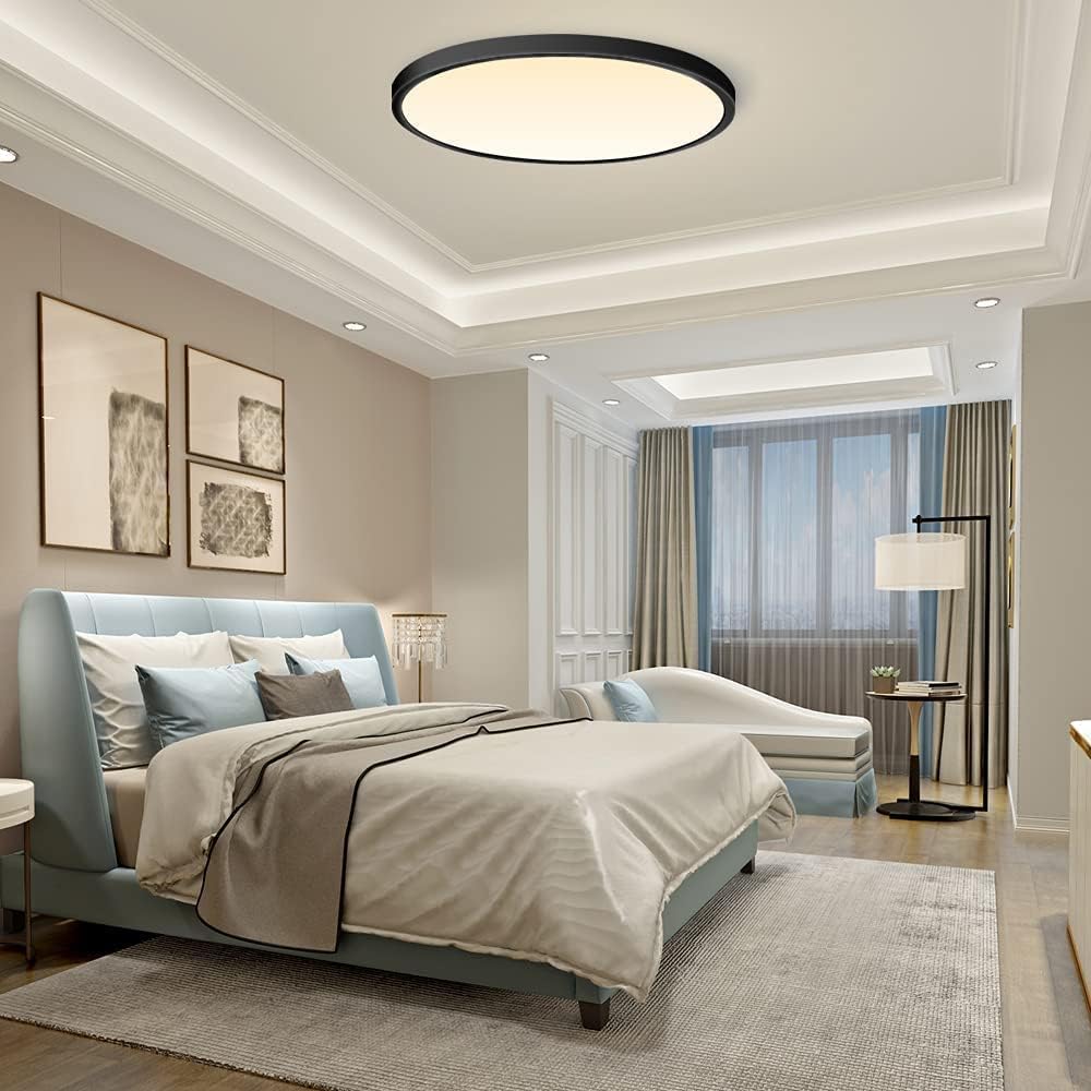 12 Inch 24W White / Black Round Ceiling Light – AC 220–240V | 3000K / 4500K / 5000K / 6500K | Flush Mount Ceiling Light for Modern Home Lighting | 1-Pack – Local Stock (UK)