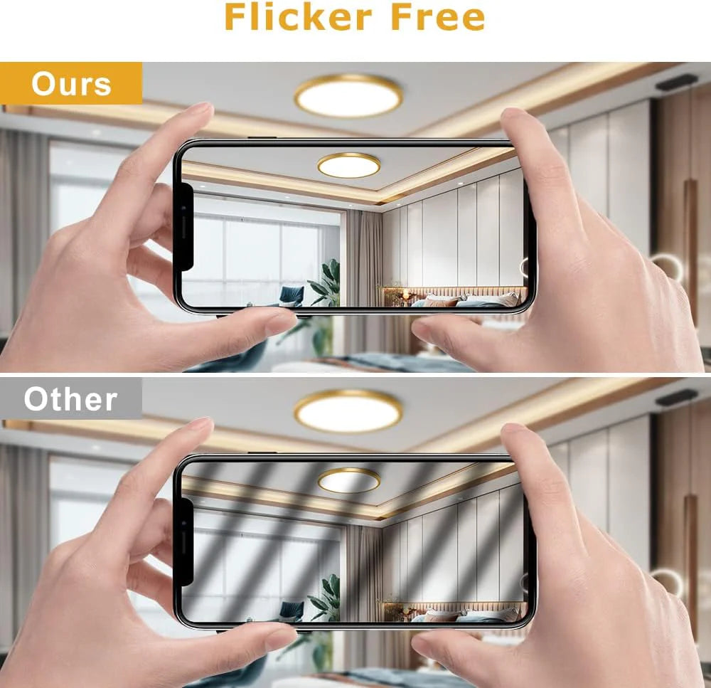 9 Inch 18W White / Gold Round Ceiling Light – AC 110–130V | 3000K / 4500K / 5000K / 6500K | Flush Mount Ceiling Light for Modern Home Lighting | 1-Pack – Local Stock (US)