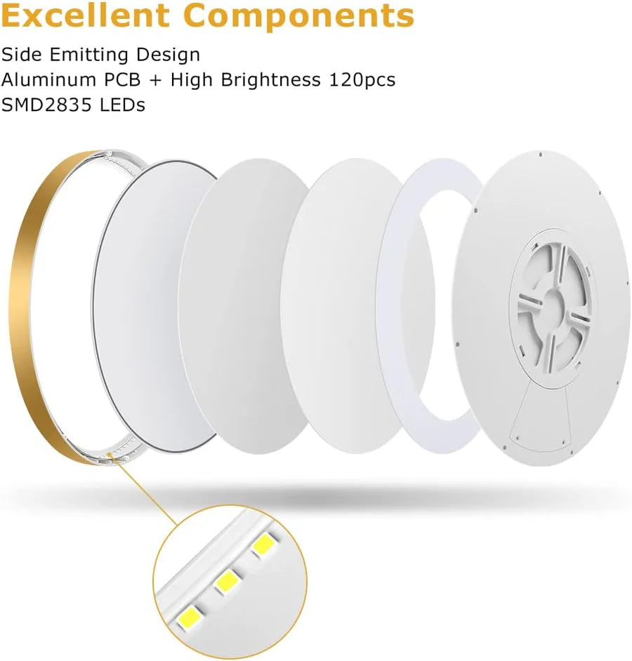 9 Inch 18W White / Gold Round Ceiling Light – AC 110–130V | 3000K / 4500K / 5000K / 6500K | Flush Mount Ceiling Light for Modern Home Lighting | 1-Pack – Local Stock (US)
