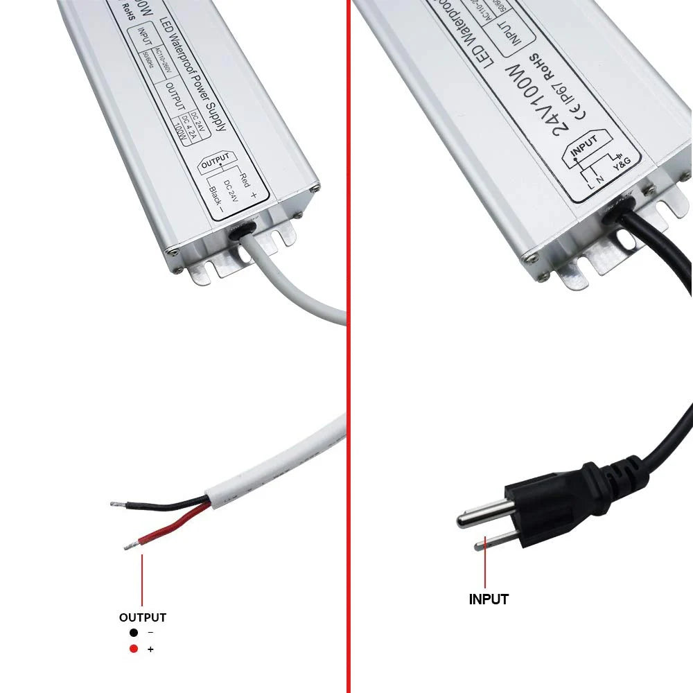 80W 12V/24V/36V/48V Waterproof LED Power Supply, 90-265V Input, Single Output, Aluminum Housing, Outdoor LED Lighting Driver, CE/RoHS/FCC Certified, US/UK/EU Plug
