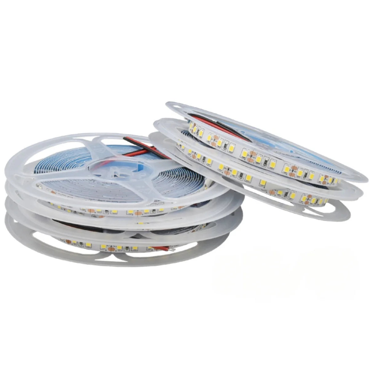 SMD2835 LED Strip Light, 5m Roll | 12V DC | 120 LEDs/m | 10W/m | Standard Brightness | Red / Green / Blue / Yellow / Pink / Icy Blue | 8mm PCB | IP00 / IP67 Waterproof Options
