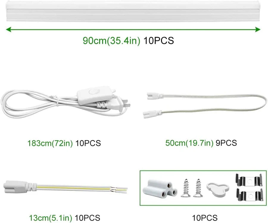 IT Series 2FT T5 LED Shop Light, Integrated Fixture 10W Warm/Natural/Daylight White Linkable Utility Ceiling & Under Cabinet Tube Light Corded Electric with Built-in On/Off Switch Non-Dimmable AC90–240V 4-Pack / 10-Pack