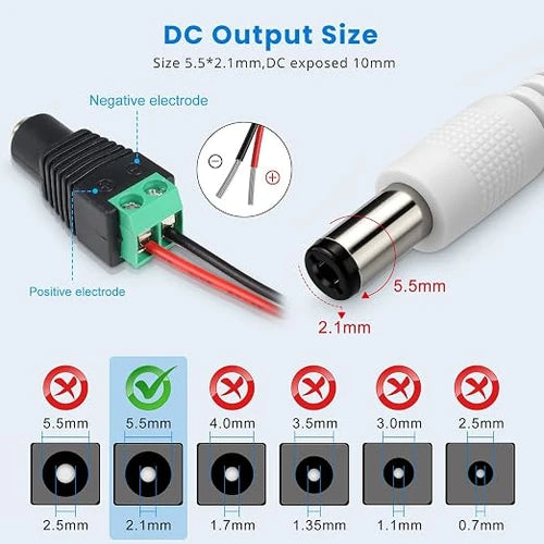 DC 12V Plug-in LED Adapter with On/Off Switch, 24W, US Plug, White Housing, 100–240V AC Input - Power Supply for LED Strip Lights, Decorative Lighting and Home Projects