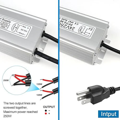 150W 12V/24V Waterproof LED Power Supply, 90-265V Input, Single/Dual Output, Aluminum Housing, Outdoor LED Lighting Driver, CE/RoHS/FCC Certified, US/UK/EU Plug