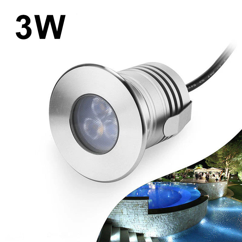 3W 3-LED Underwater Pool Lights – DC 12V / 24V Low Voltage | 3W | Stainless Steel & Aluminum Submersible Lights | IP68 Waterproof | Red / Green / Blue / 3000K / 4000K / 6000K for Pool, Fountain & Pond Lighting | 8 / 10-Pack