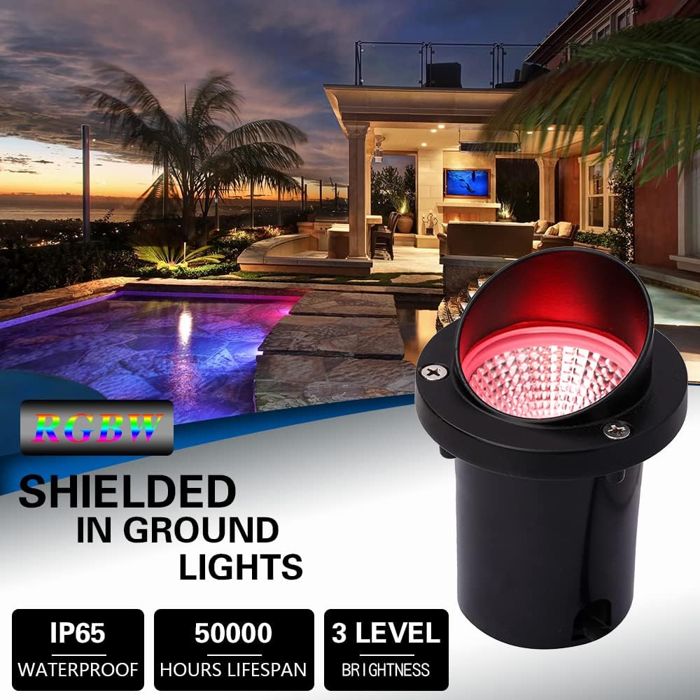LightingWill 5W Low Voltage RGBWW Inground LED Well Lights – DC 12V–24V | 6 / 8-Pack | RGB + 3000K Warm White | IP65 Waterproof | Outdoor Landscape & Ground Lighting for Garden, Yard & Driveway