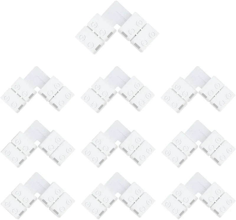 LightingWill LED Strip Connector 8mm 2Pin Solderless Clips, LED Light Strip Connector Strip to Wire Strip to Strip DC Adapter L T Connectors, 10 Pack, Local Stock US UK