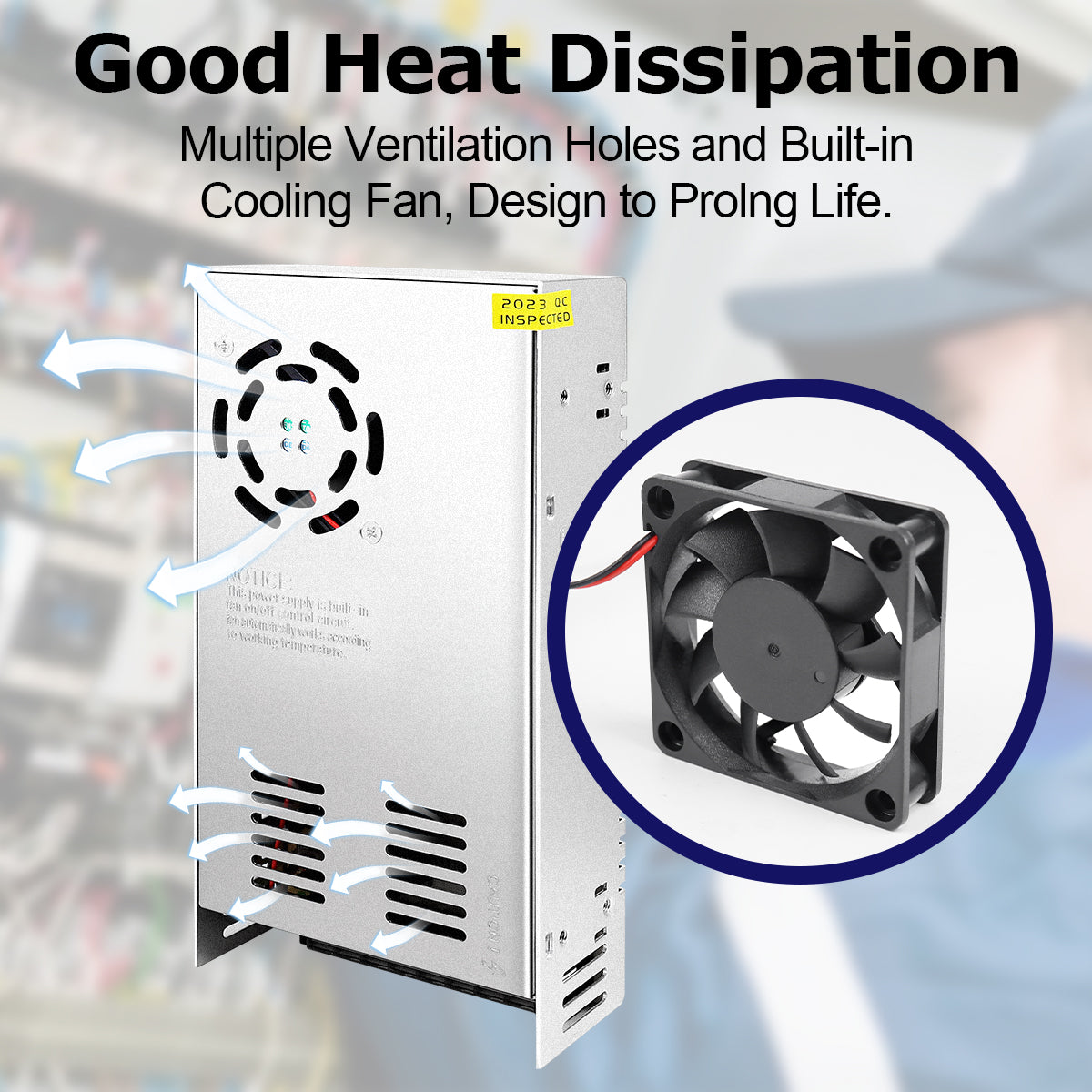 DC 24V LED Switching Power Supply 350W–600W, AC 110/220V Input, High Power LED Driver Transformer, Cooling Fan Metal Case, CE/FCC/RoHS Certified