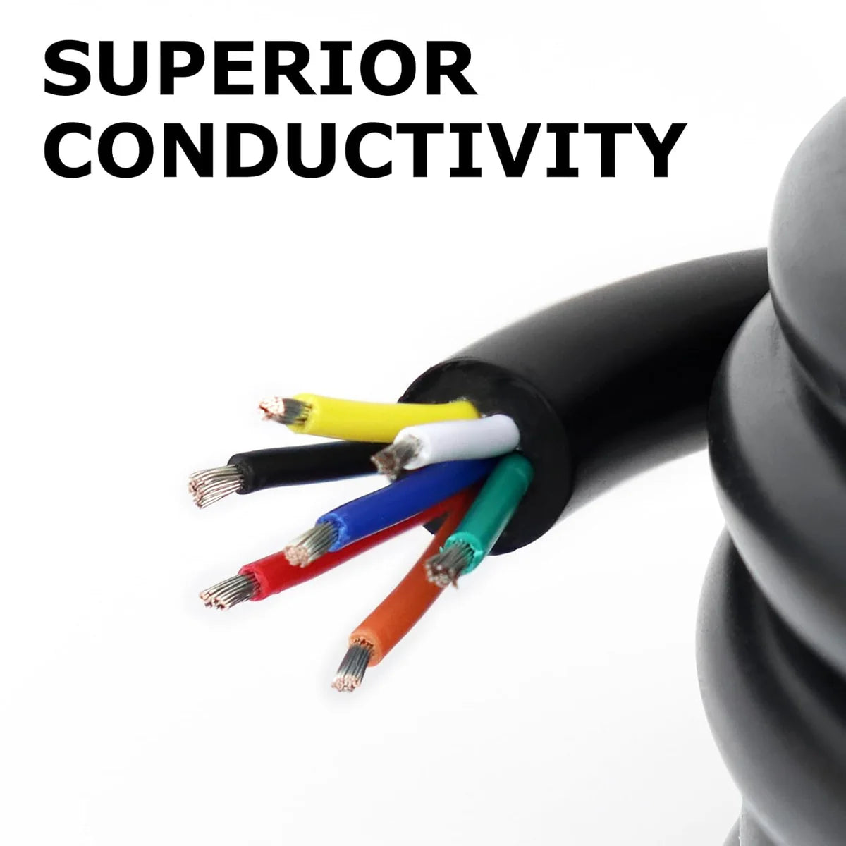 22 AWG 6/7/8 Conductor Black/White PVC Insulated Copper Cable – Multi-Core Control Cable Flexible Wire for LED & Electrical Systems – 5m (16.5ft)