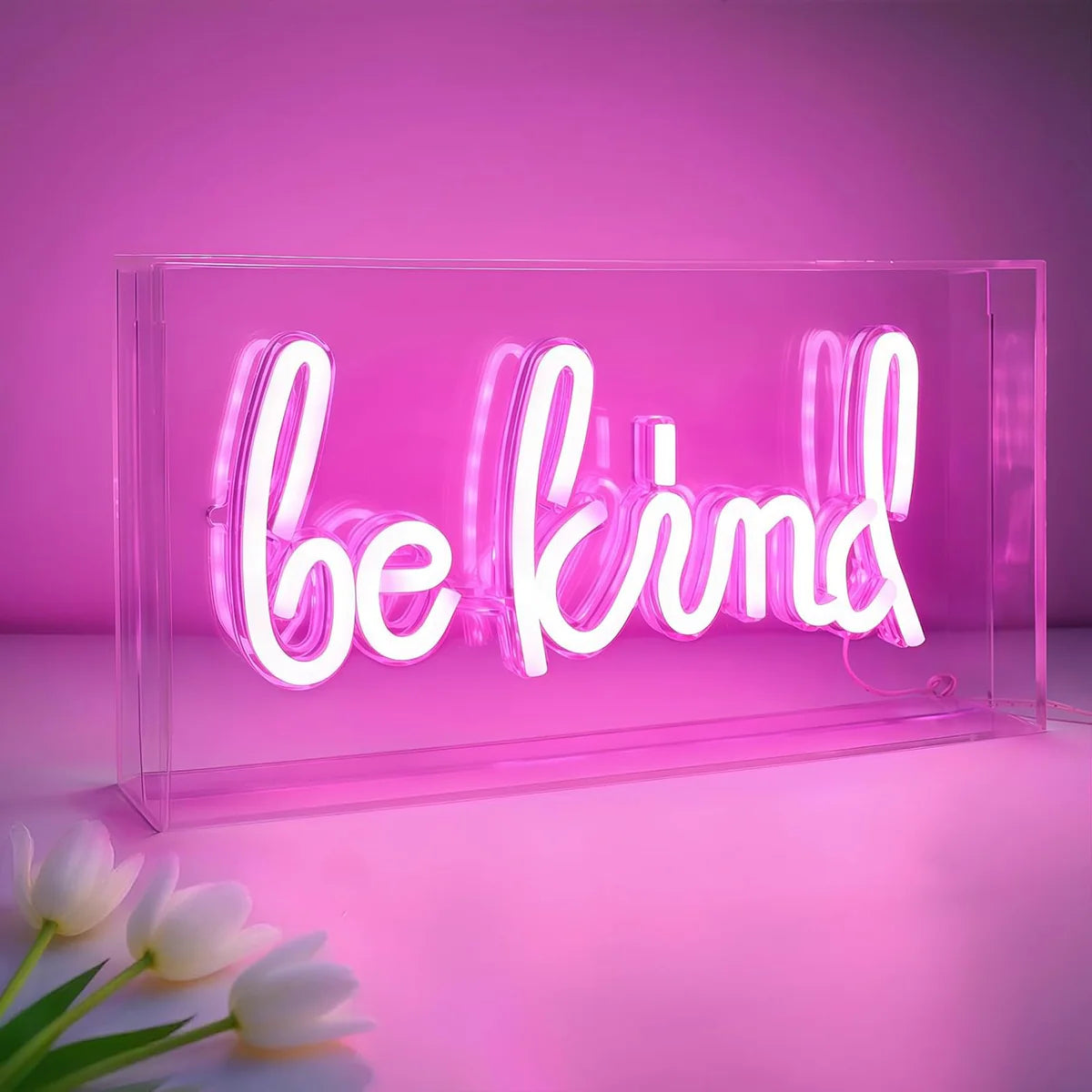 Desk Light Box – Rectangular 11.8x5.9 inch | Warm White/ Pink | USB Powered | Tabletop Display | For Table Decor, Home Bar, Kitchen, Club, Pub, Restaurant Wall Decor & Bar Cart Accessories