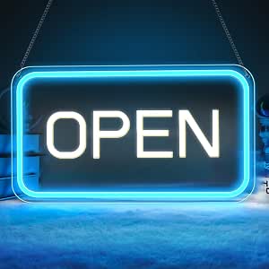 OPEN LED shop signs – Rectangular | 3 Glow Color Options | 16×9 / 23×12 inch | Window Hanging | Plug & Play for Retail Stores, Shops & Boutiques