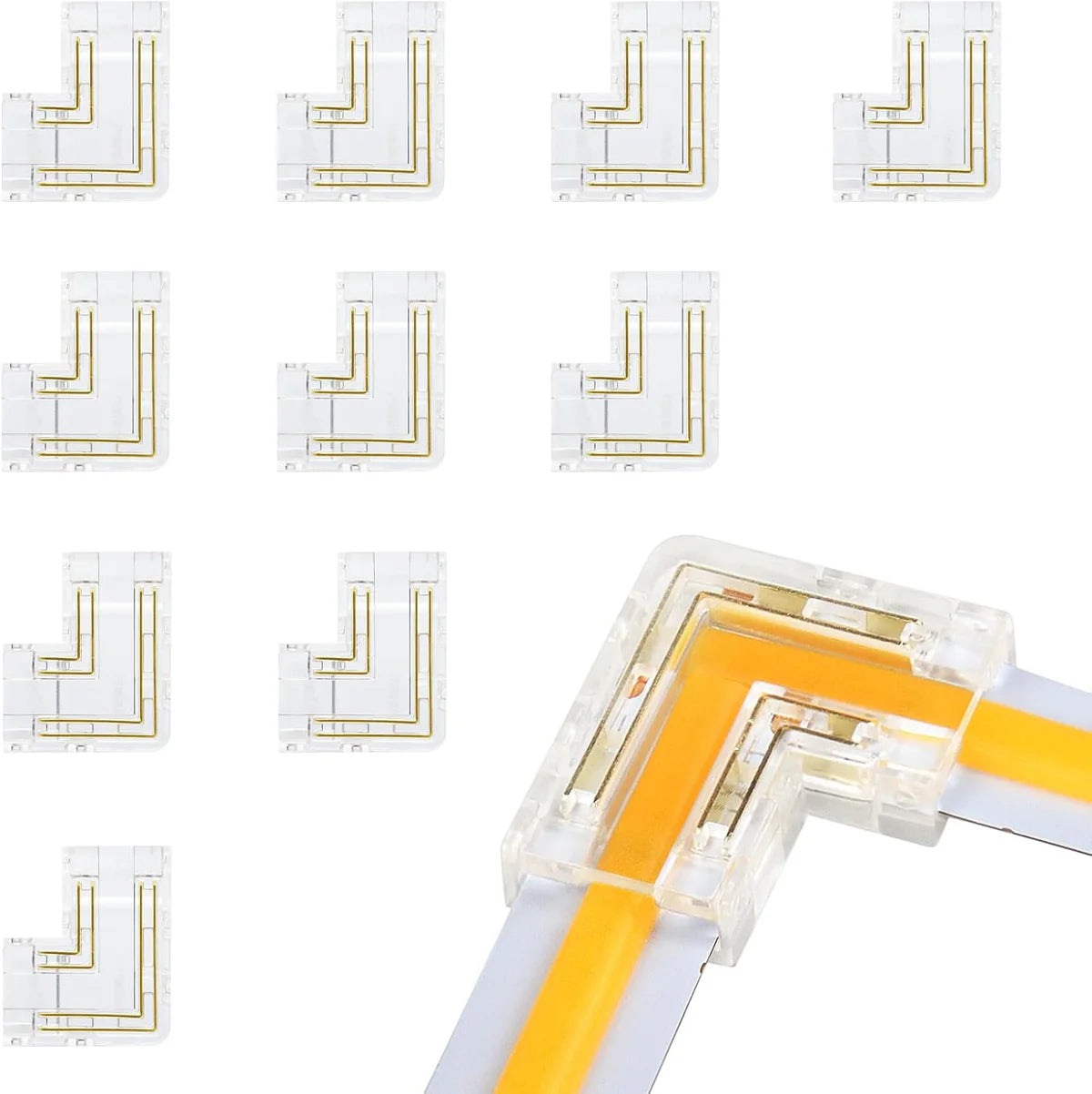 LightingWill LED Strip Connector 10mm 4Pin Transparent Solderless Clips, LED Light Strip Connector Strip to Wire Strip to Strip Female Plug Connector for RGB Strip, Local Stock US UK