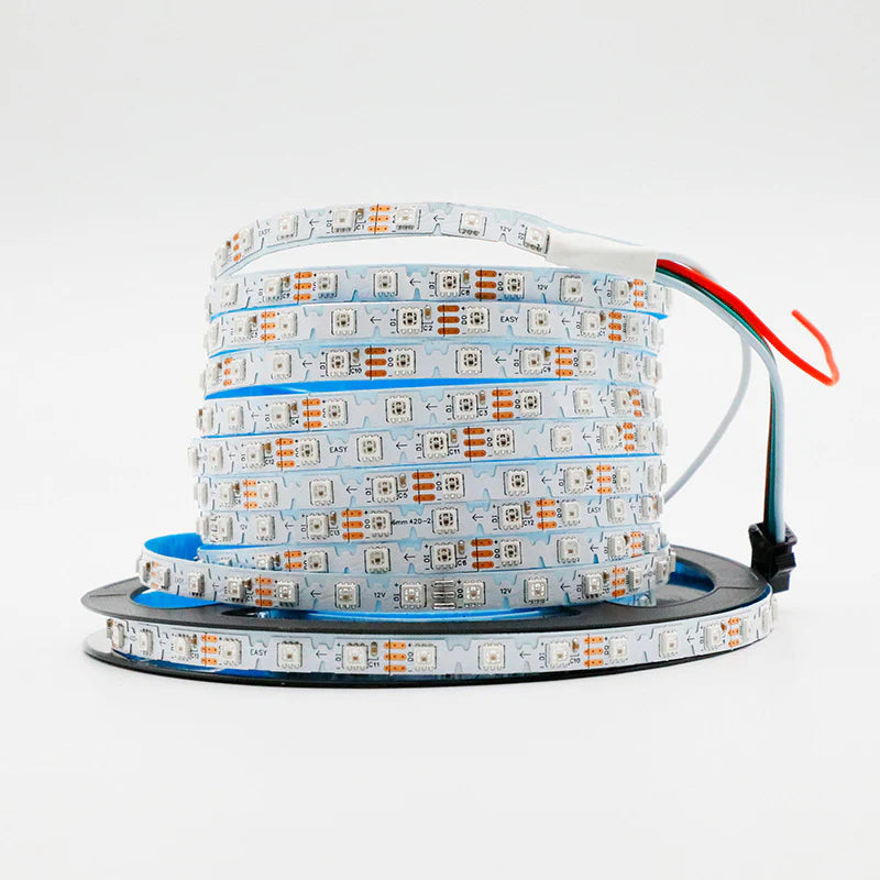 LightingWill S Shape RGBIC LED Strip Light DC5V 12V 6mm PCB Individually Addressable 60 LEDs/m Non Waterproof Flowing LED Strip for Party Decoration DIY Lighting 5M 50M