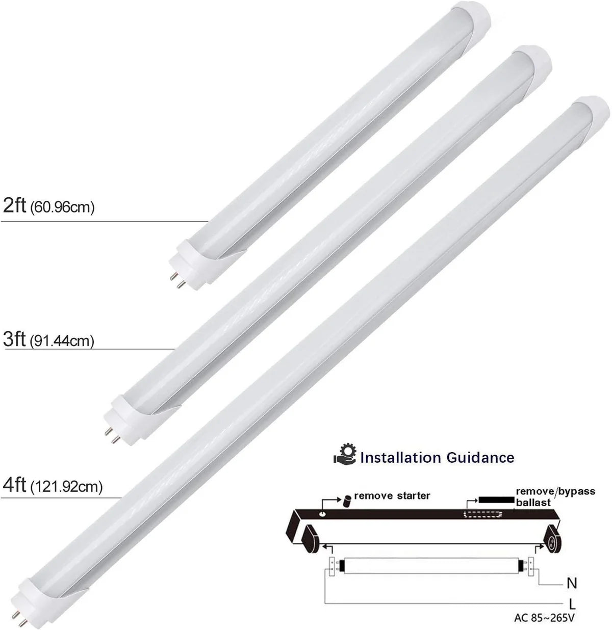 2ft 10W T8 LED Tube Light, Frosted Cover Warm / Natural / Daylight White Retrofit Ballast Bypass Non-Dimmable 4-Pack / 20-Pack