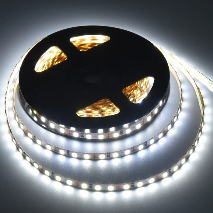 SMD2835 LED Strip Light, 5m Roll | 12V DC | 120 LEDs/m | 8W/m | White 3000K / 4000K / 6000K | 4mm / 5mm PCB | Non-Waterproof IP00