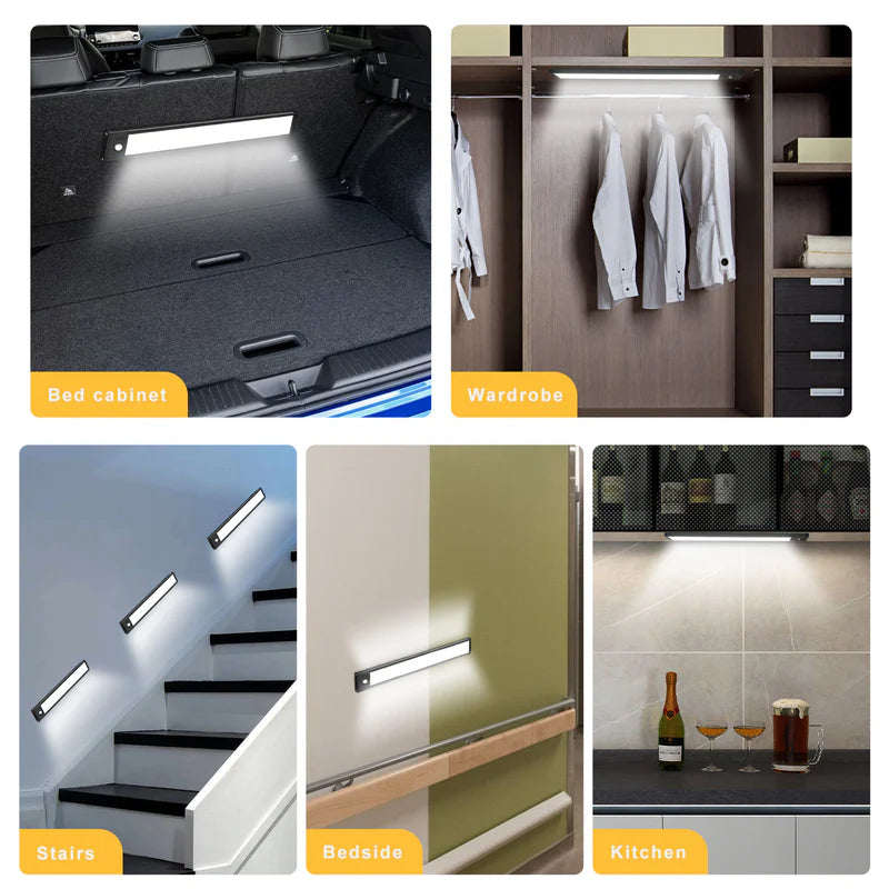 LightingWill Rechargeable Under Cabinet Light 2 Pack 10” / 12.7”, 3CCT 3000K/4000K/6000K LED Cabinet Light, Motion Sensor and Touch Dimming, Slim Magnetic Design, Black Finish