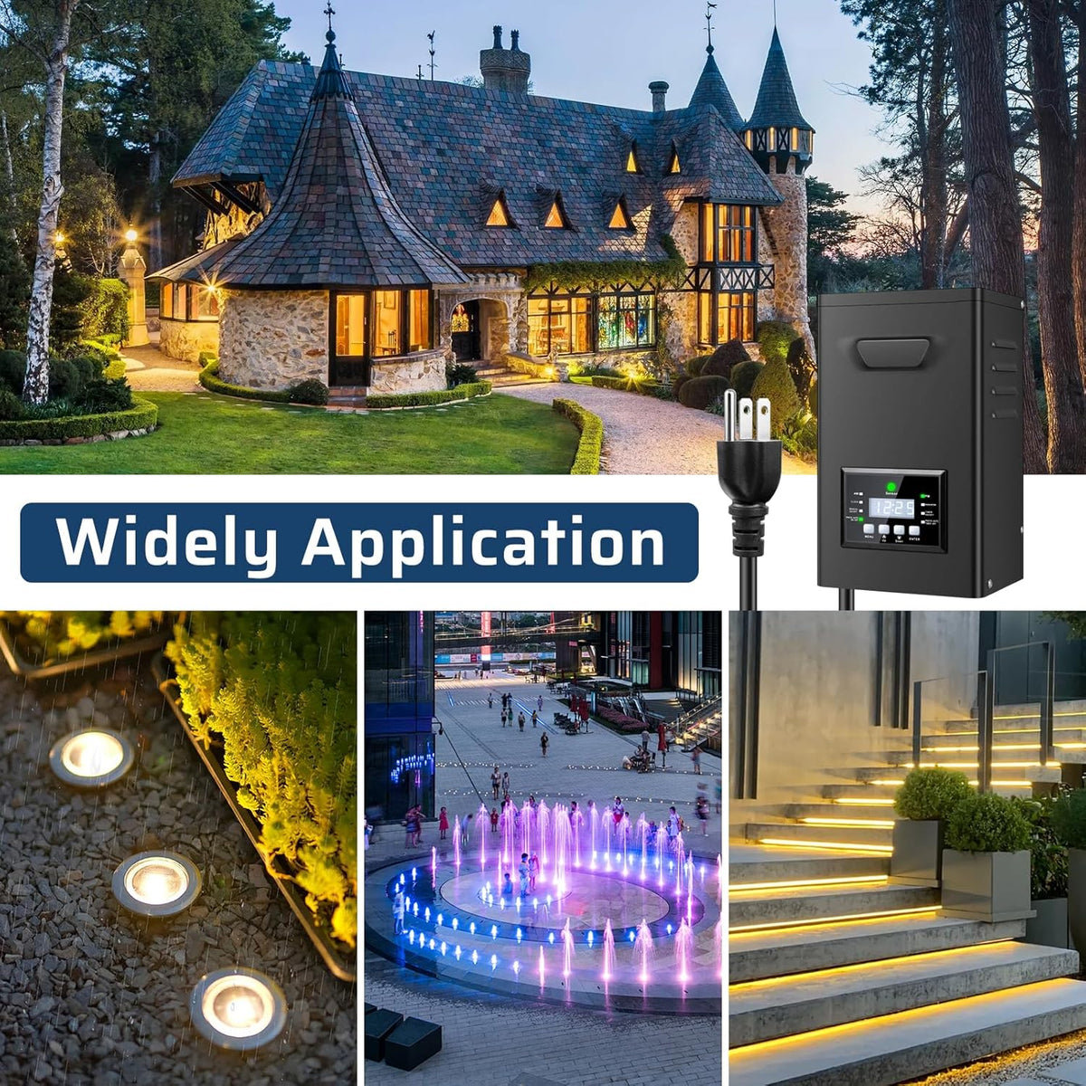 300W/400W Landscape Lighting Transformers – 120V to 12V/14V AC, Single Zone, Timer & Internal Photocell, Power Supply for Landscape Lighting Systems
