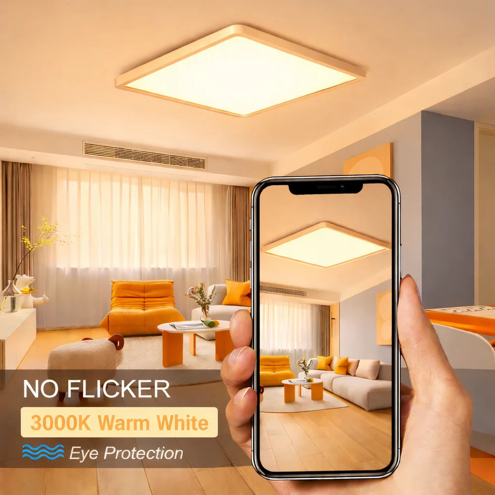 12 Inch 24W White Square Ceiling Light – AC 220–240V | 3000K / 5000K | Flush Mount Ceiling Light for Modern Home Lighting | 1-Pack – Local Stock (UK)