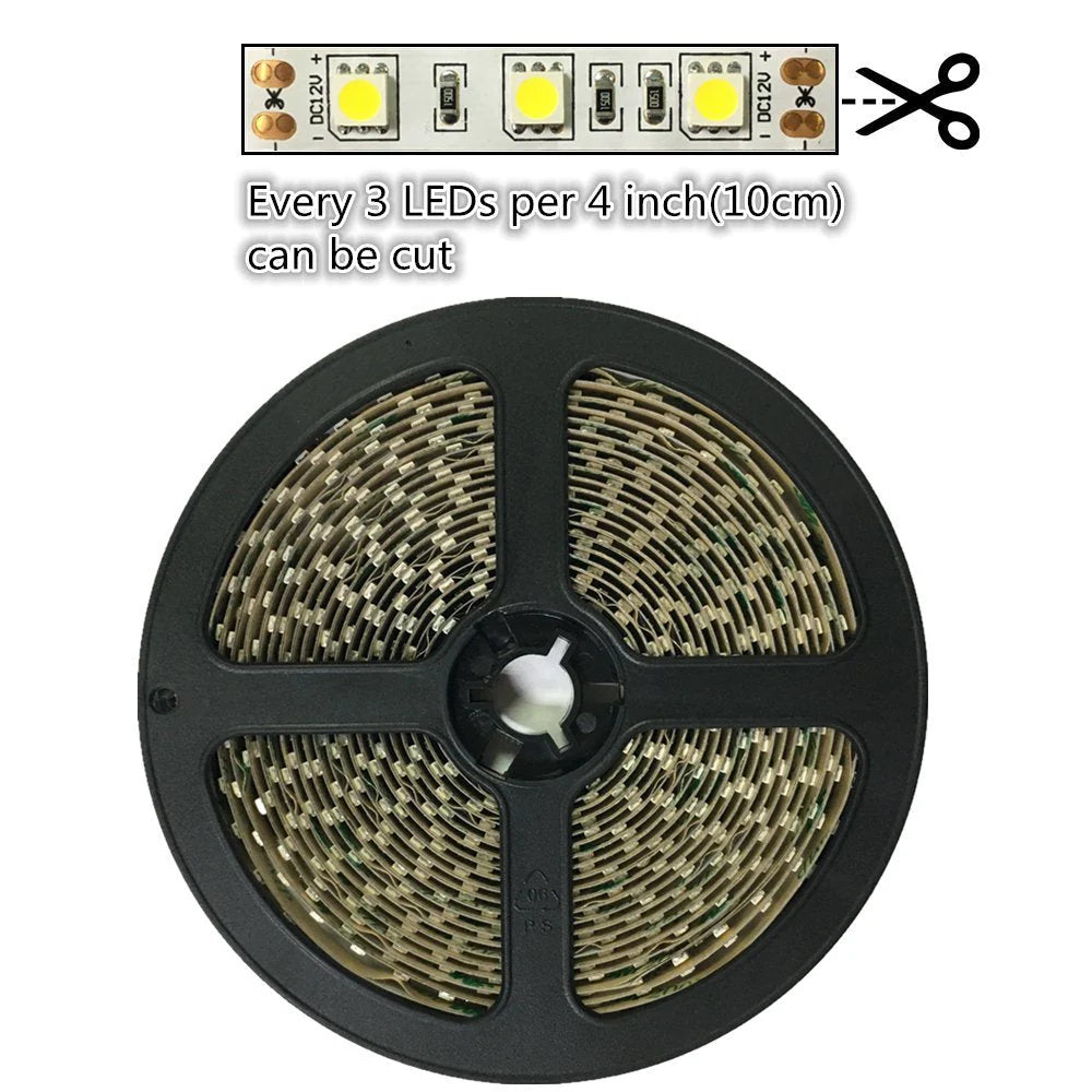 730–735nm SMD5050 DC12V Infrared LED Strip Light – High Power Far Red for Plants, 30/60/120 LEDs/m, 5 Meters, IP00/IP65