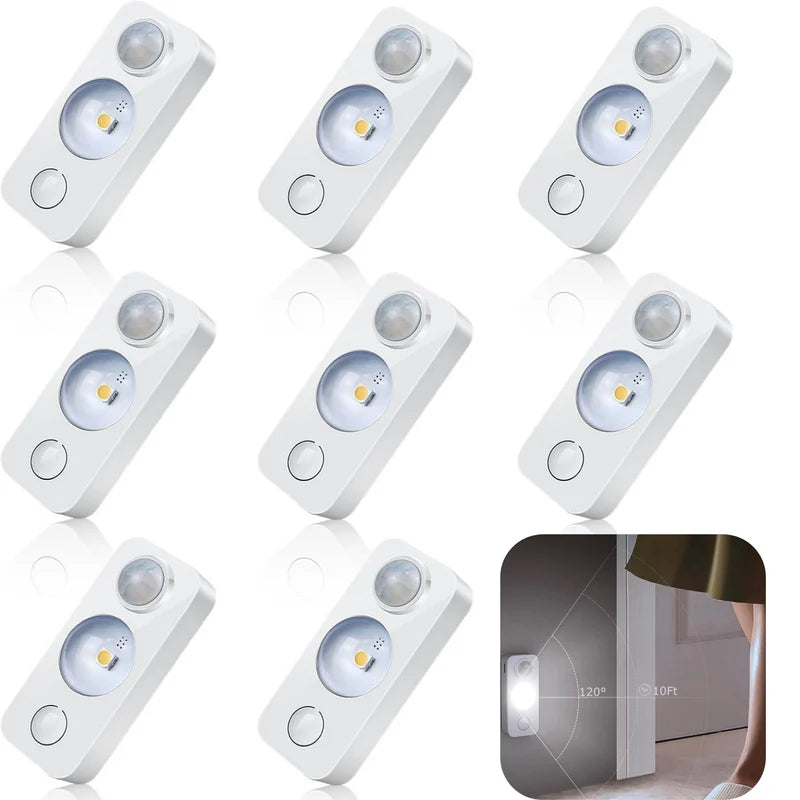 LightingWill Rechargeable LED Puck Closet Light 4/6/8 Pack, Motion Sensor Tap Switch Dimmable Cabinet Light, Warm / Daylight White, Black / White Finish, Easy Mounting for Closets and Cabinets