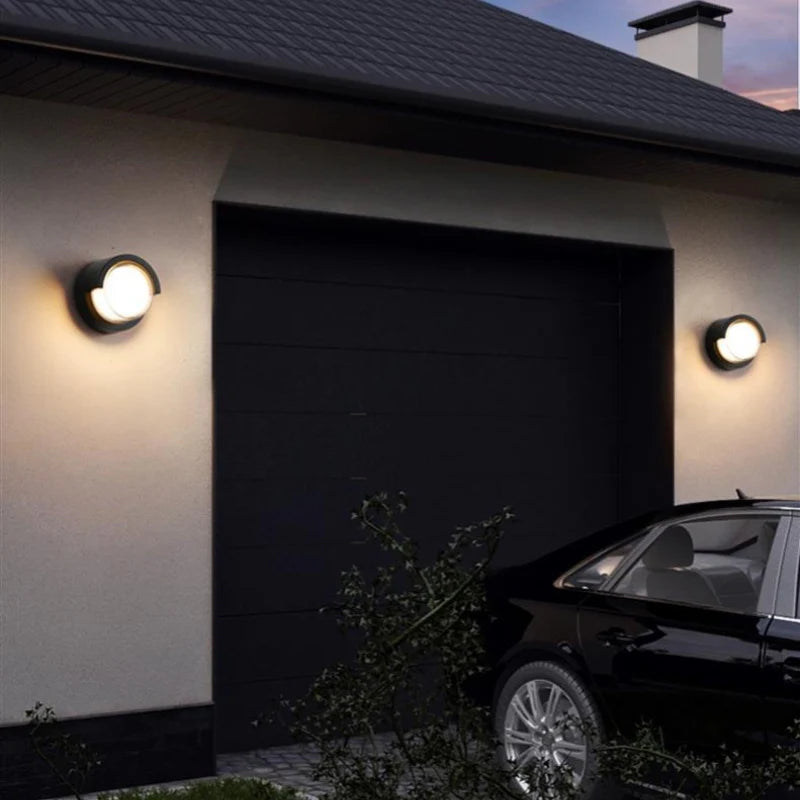 LightingWill LED Wall Light 18W Outdoor Waterproof Wall Sconce 3000K 4000K 6000K Black Halo Ring Up Down Wall Light IP65 Aluminum Porch Garden Balcony Indoor 2 Pack