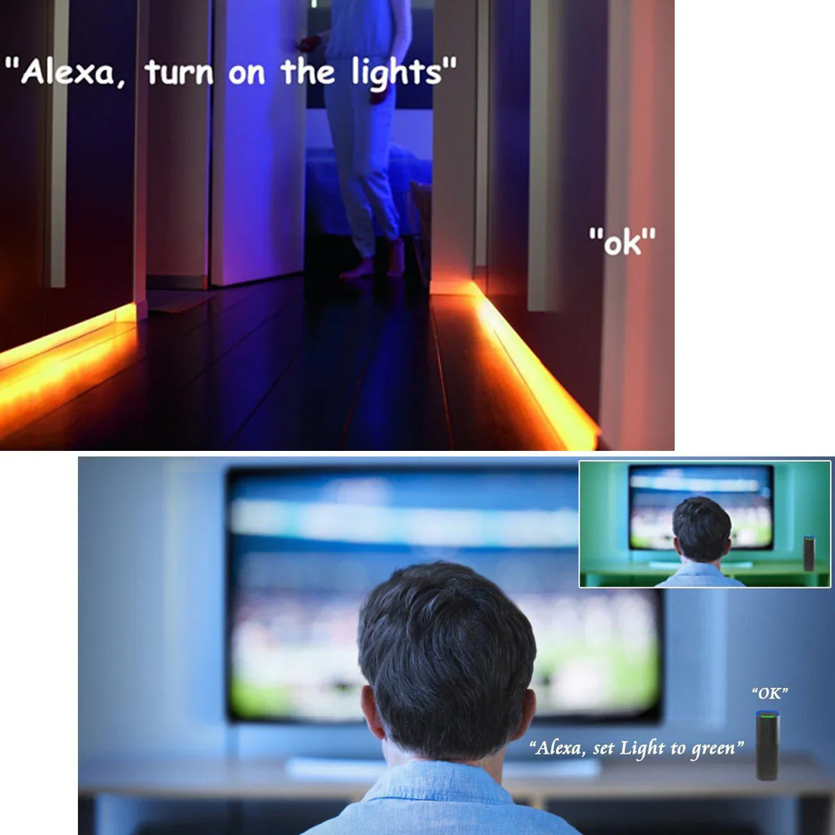 LightingWill Smart WIFI SMD5050 150LEDs RGB LED Strip Light Kit - DC12V | 30 LEDs/M | 10mm PCB | IP00 / IP65 | 5M /10M | RGB Color Changing LED Strip Lights with Alexa, Google Assistant | App Control & 24 Keys Controller + Power Supply | 5/10M