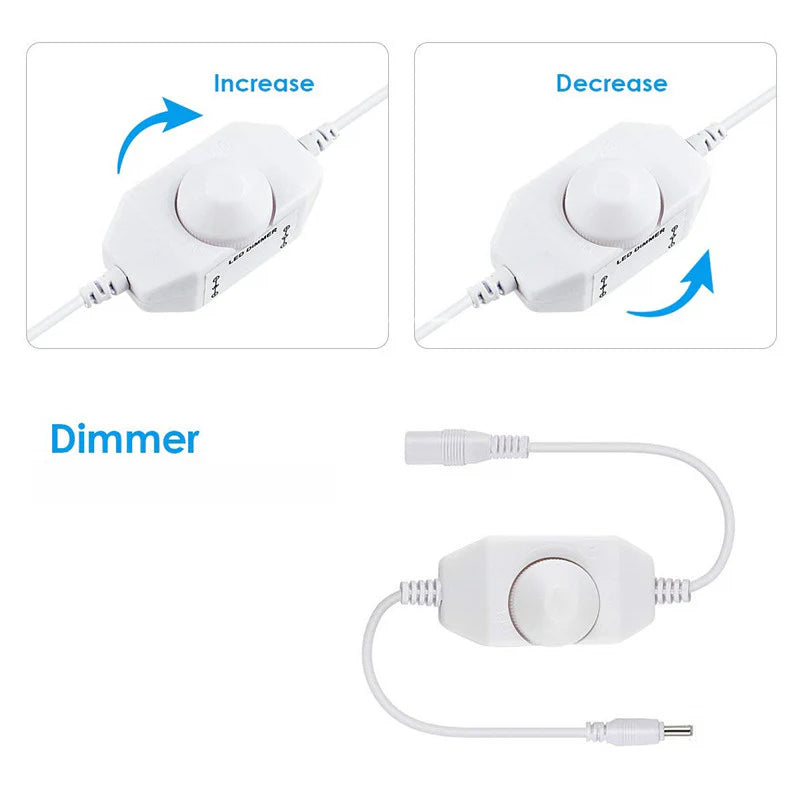 LightingWill LED Strip Dimmer DC12V 24V 6A Rotary Switch LED Controller Black White for Single Color LED Strips