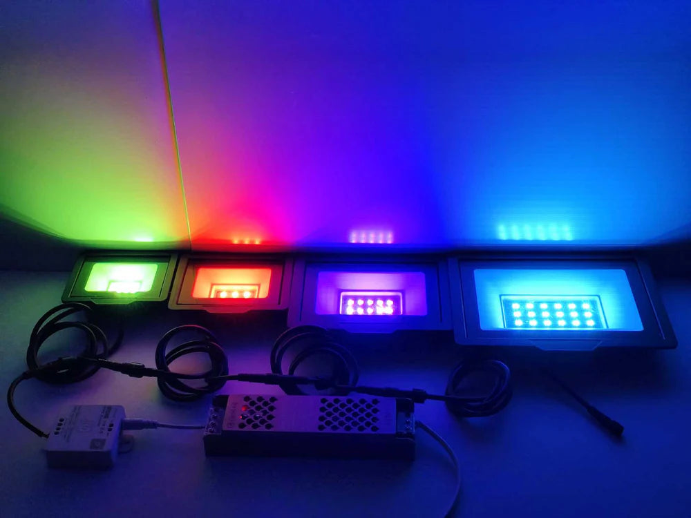 LightingWill FL-IC Series RGBIC LED Flood Light 10W-50W WS2811 Addressable IP66 24V DC Outdoor Landscape Light Aluminum Housing Wall Wash Stage Lighting 2/10-Pack