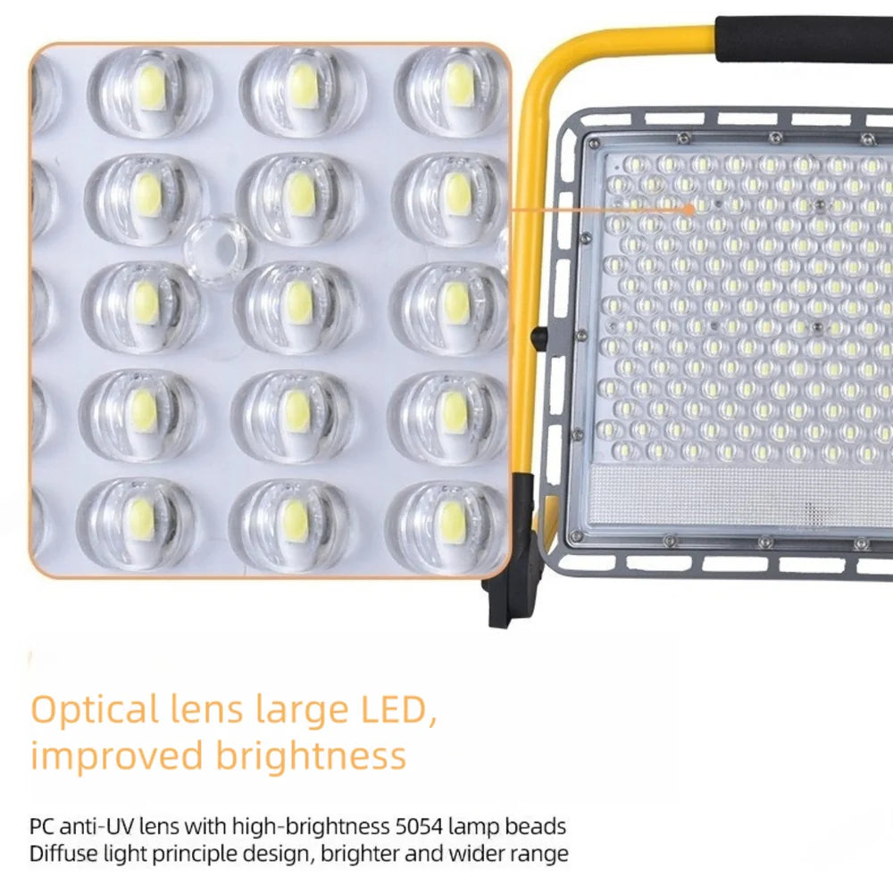 LightingWill FL-R Series Rechargeable LED Flood Light 100W-400W Portable Work Light IP65 Cool White Lithium Battery Remote Control Camping Emergency Yellow Frame 2/10-Pack