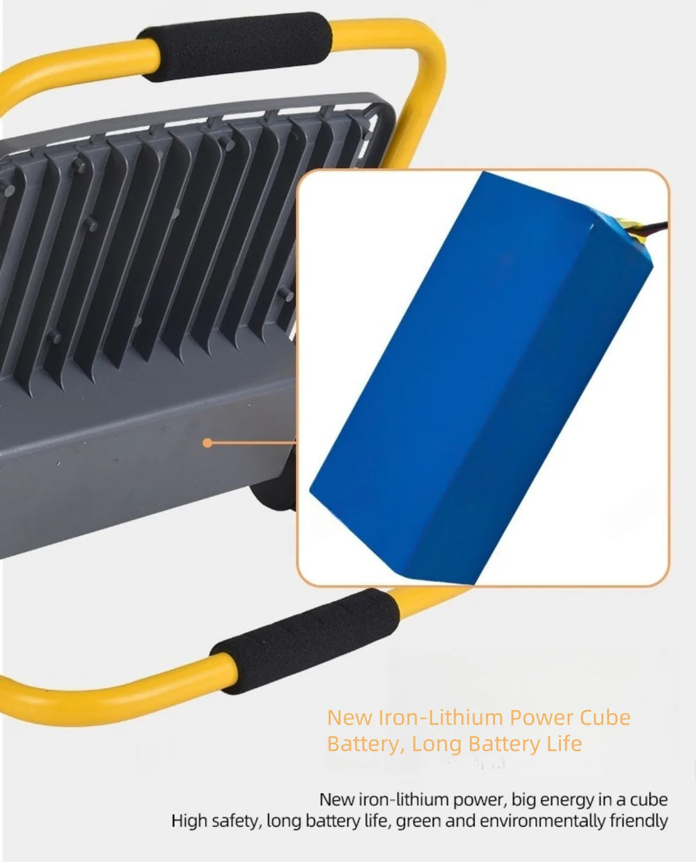 LightingWill FL-R Series Rechargeable LED Flood Light 100W-400W Portable Work Light IP65 Cool White Lithium Battery Remote Control Camping Emergency Yellow Frame 2/10-Pack