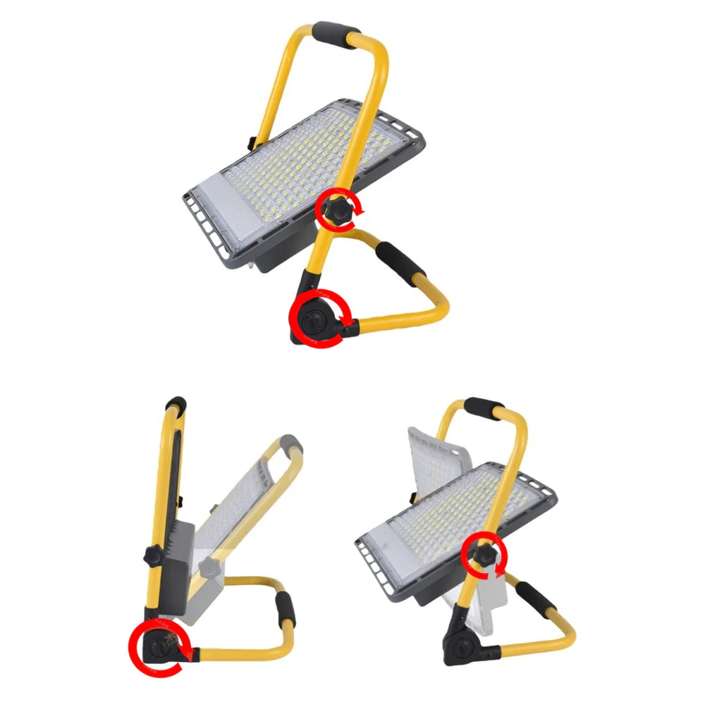 LightingWill FL-R Series Rechargeable LED Flood Light 100W-400W Portable Work Light IP65 Cool White Lithium Battery Remote Control Camping Emergency Yellow Frame 2/10-Pack