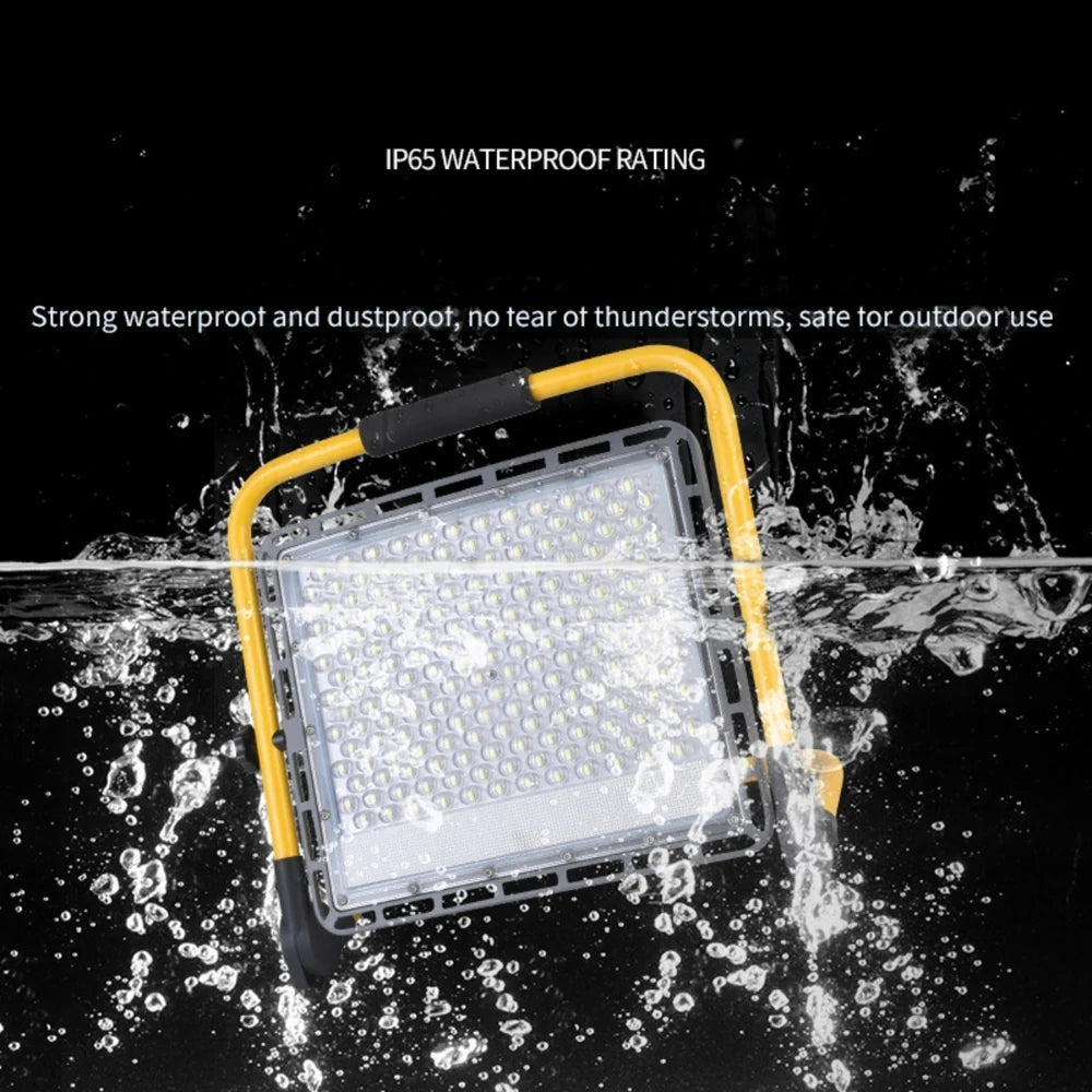 LightingWill FL-R Series Rechargeable LED Flood Light 100W-400W Portable Work Light IP65 Cool White Lithium Battery Remote Control Camping Emergency Yellow Frame 2/10-Pack
