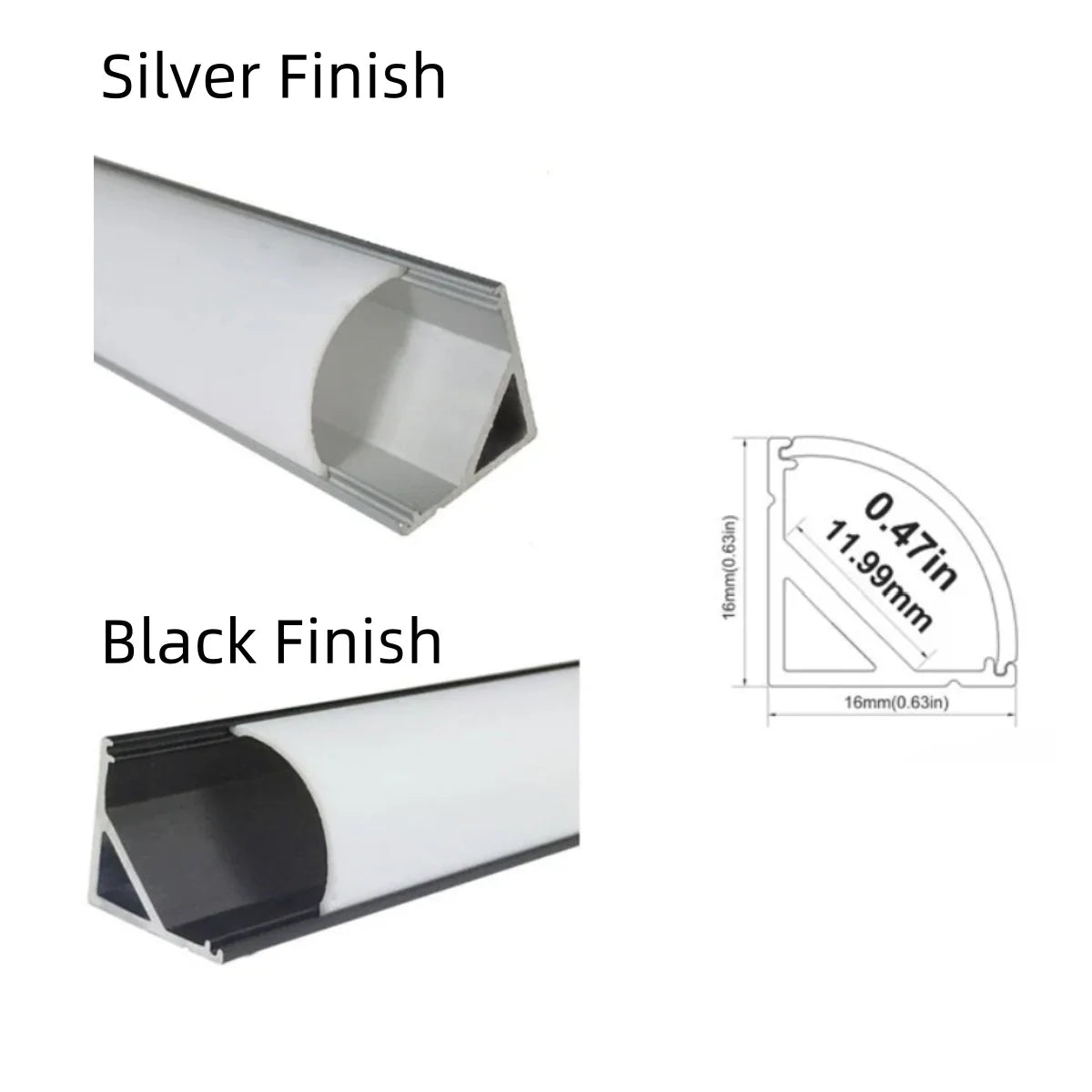 V02 Black Aluminum Rigid LED Strip Light - 16×16mm | DC12V | SMD5630 72 LEDs/M | 0.5M/1M | Warm White / Natural White / Cool White | Black Finish | Non-Waterproof | for Indoor Accent & Display Lighting | 10 / 50PCS
