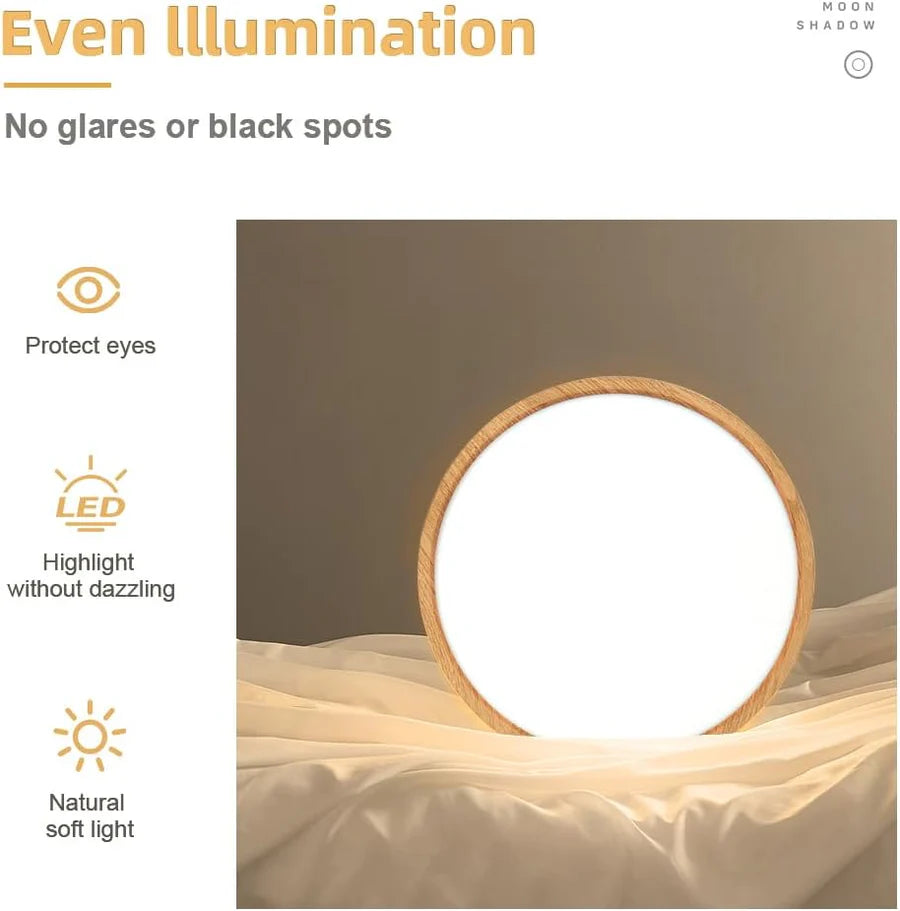 12 Inch 24W Wood Grain Round Ceiling Light – AC 220–240V | 3000K / 4500K / 5000K / 6500K | Flush Mount Ceiling Light for Warm Natural Lighting | 1-Pack – Local Stock (UK/DE)