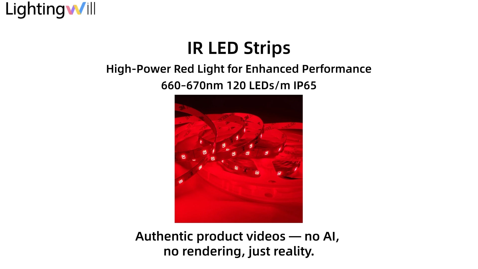 LightingWill 660–670nm Deep Red LED Strip Light Demo | 120 LEDs/m IP65 5M