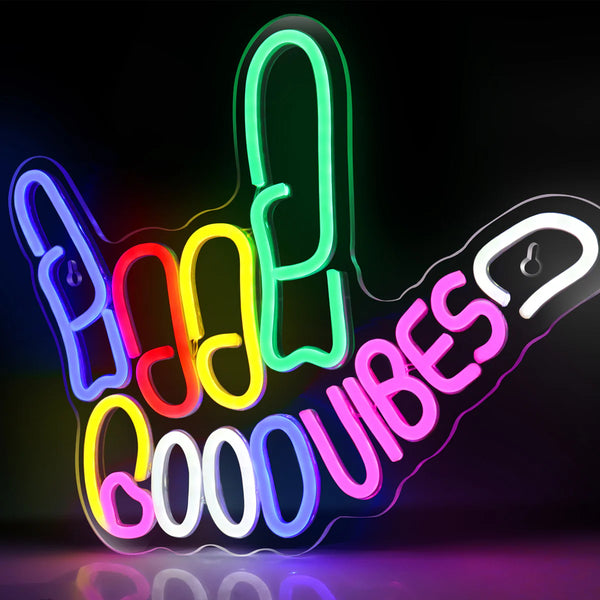 LED Neon Signs with Love Hand Gesture – 17×13 Inch | USB Powered | Multi-Color LED Wall Decor for Ambiance & Vibe Enhancement | Hanging