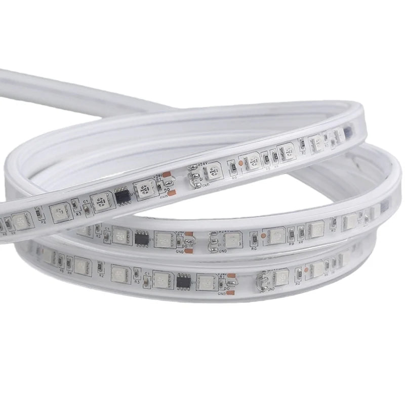 LightingWill 7x15.5mm SMD5050 60LEDs/m RGBIC High Voltage LED Neon Strip Light 12W/m AC110–240V, IP67 Waterproof Flexible Neon Rope Light with Remote and APP Control for Indoor and Outdoor Decoration, 10/50M