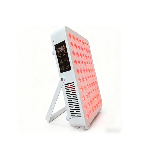 100W Desktop Infrared Therapy Lamp – 70 LEDs | Touch Screen | Red Light 660nm & IR 850nm | Dimmable Timer | AC100–240V | Desktop Stand Design | for Skin Care | Hanging Rope & Goggles Included | US / EU / UK / AU Plug