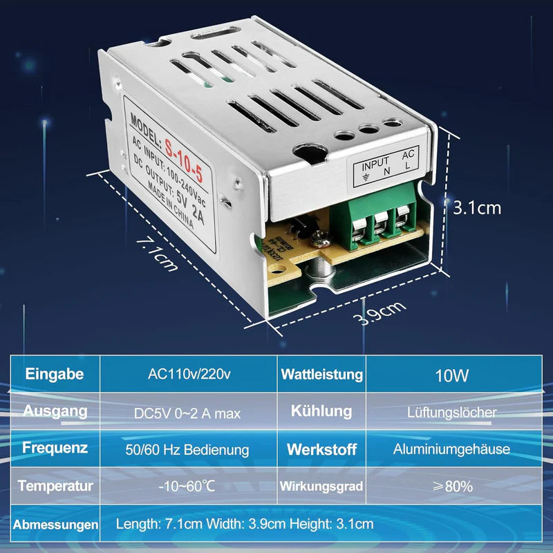 DC 5V 10W–300W Switching Power Supply AC 110 220V Input LED Strip Driver Transformer Industrial Metal Case Terminals CE FCC RoHS Certified