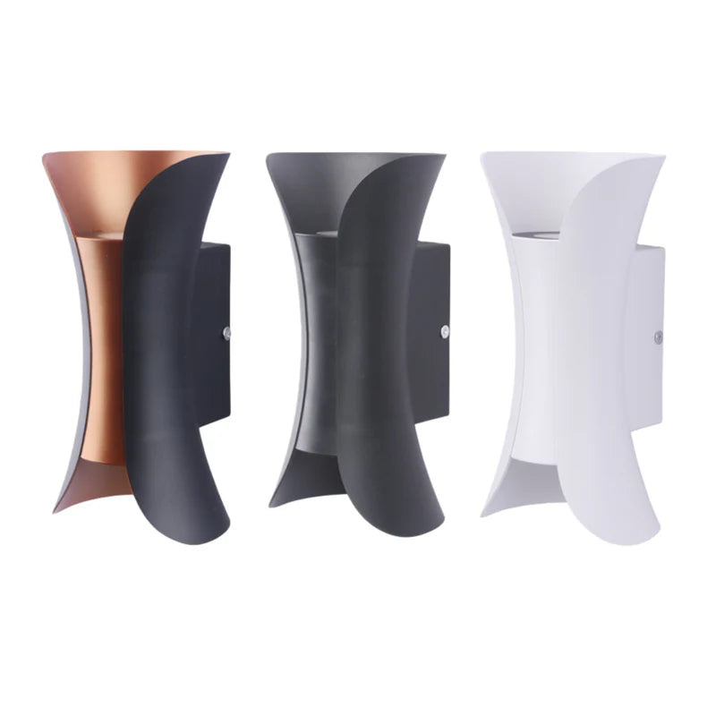 LightingWill LED Wall Light 10W Outdoor Waterproof Wall Sconce 3000K 6500K Black White Black Gold Up Down Wall Light IP65 Plastic Porch Garden Balcony Indoor 4 Pack