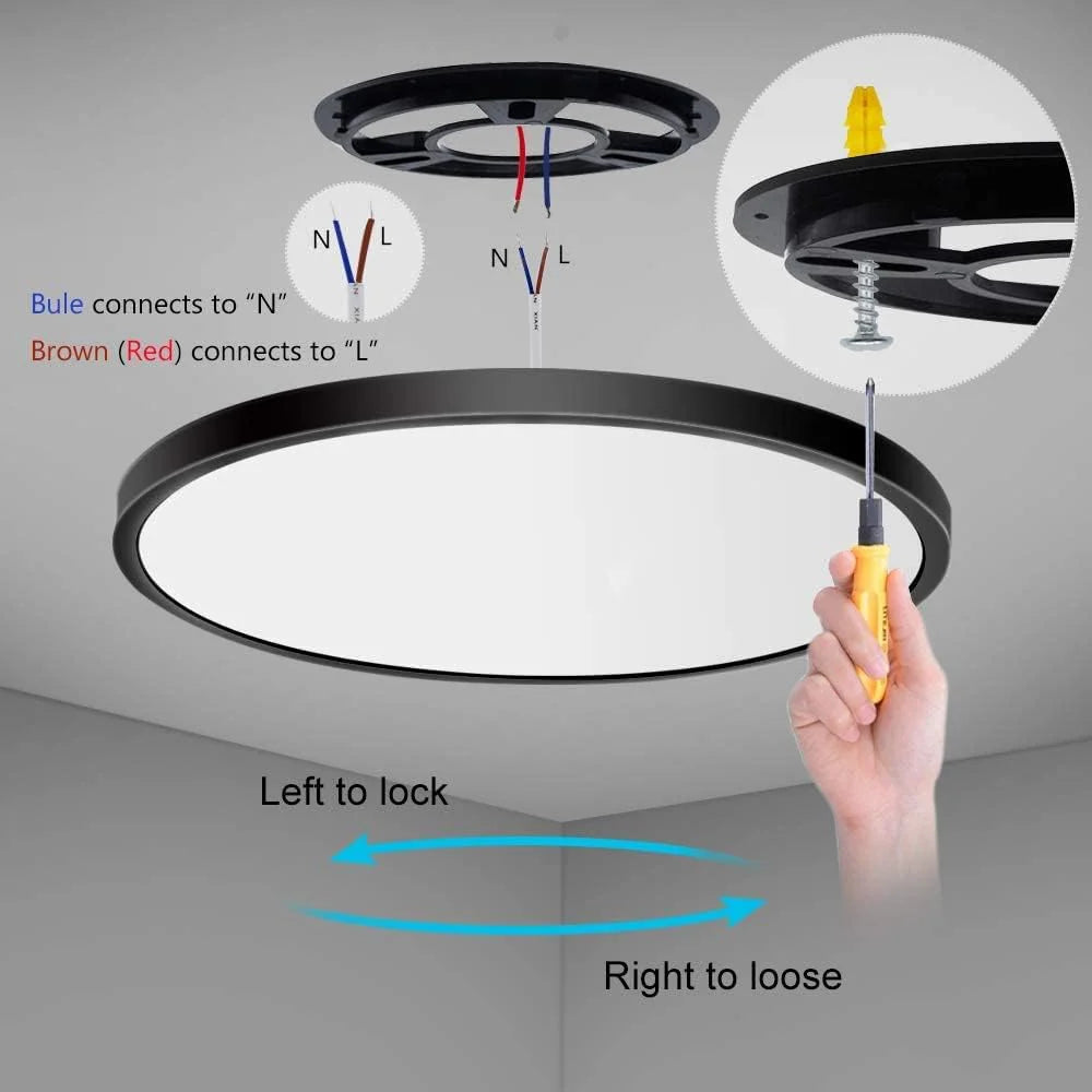 7 Inch 12W White / Black Round Ceiling Light – AC  220–240V | 3000K / 4500K / 5000K / 6500K | Flush Mount Ceiling Light for Modern Home Lighting | 1-Pack – Local Stock (UK)