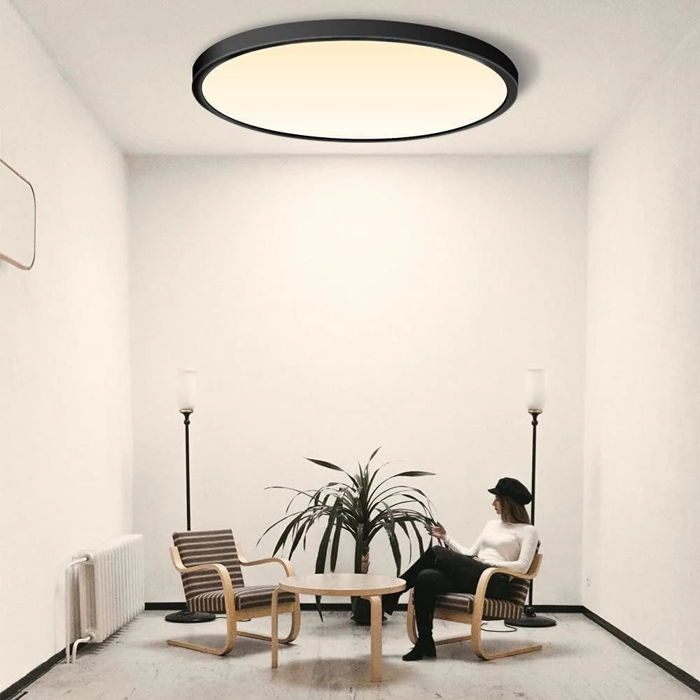 9 Inch 18W White / Black Round Ceiling Light – AC  220–240V | 3000K / 4500K / 5000K / 6500K | Flush Mount Ceiling Light for Modern Home Lighting | 1-Pack – Local Stock (UK)