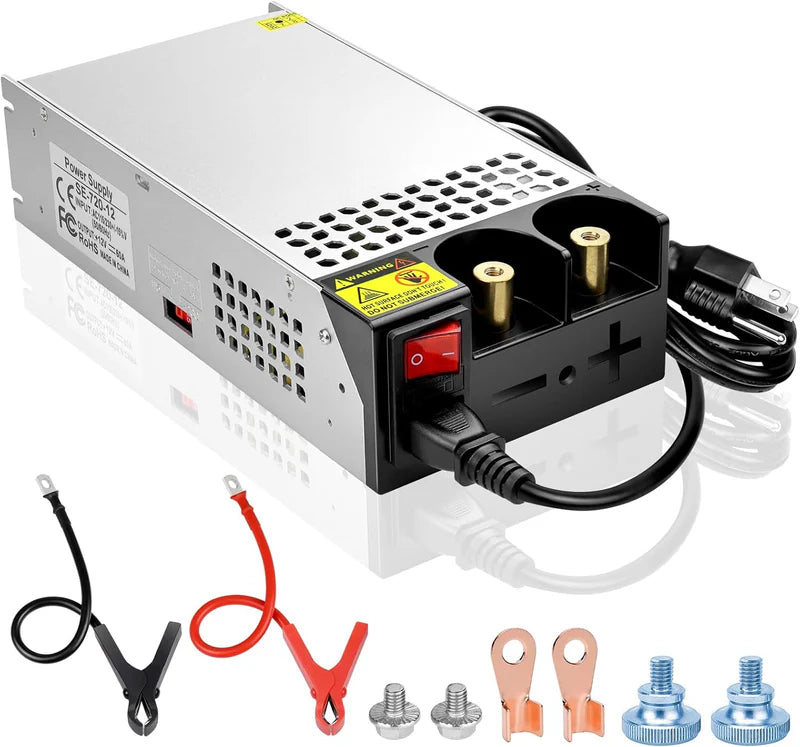Upgrade DC 12V 360W–720W (30A–60A) Switching Power Supply, AC 110/240V Input Converter &amp; Transformer, Cooling Fan Design, LED Driver Adapter for Strip Lights, 3D Printer, Radio — US/UK/EU Plug Options, CE/FCC/RoHS Certified