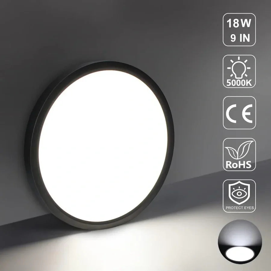 AC 220–240V Round Black LED Ceiling Light, 12W / 18W / 24W / 32W Options 3000K / 4500K / 5000K / 6500K Flush Mount Ceiling Light Local Stock (UK/DE)