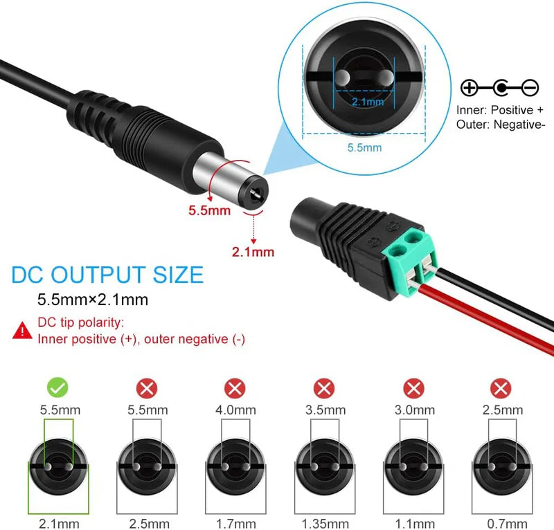 Plug-in Power Supply Adapter DC 5V 15W–25W, AC 100–240V Wall Charger Transformer with US Plug for LED Strip Lights, Routers, USB Devices, Electronics