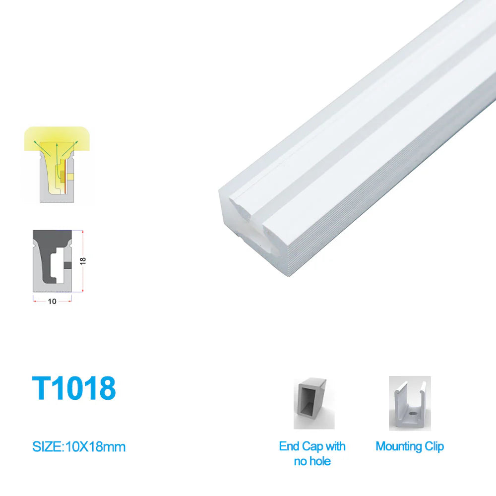S SE Series 10×18mm Side Emitting LED Neon Housing 10mm PCB Width S1018 Silicone Neon Profile IP67 Waterproof 16.4ft 5M Standard Install Retail Counter Wall Lighting