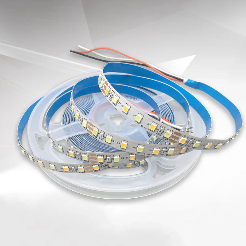 DC12V SMD2835 Dual LED Strip Light 5M 120 LEDs m 8mm PCB High Brightness Low Voltage LED Tape IP00 IP67 Warm + Cool Mirror Kitchen Cabinet Bedroom