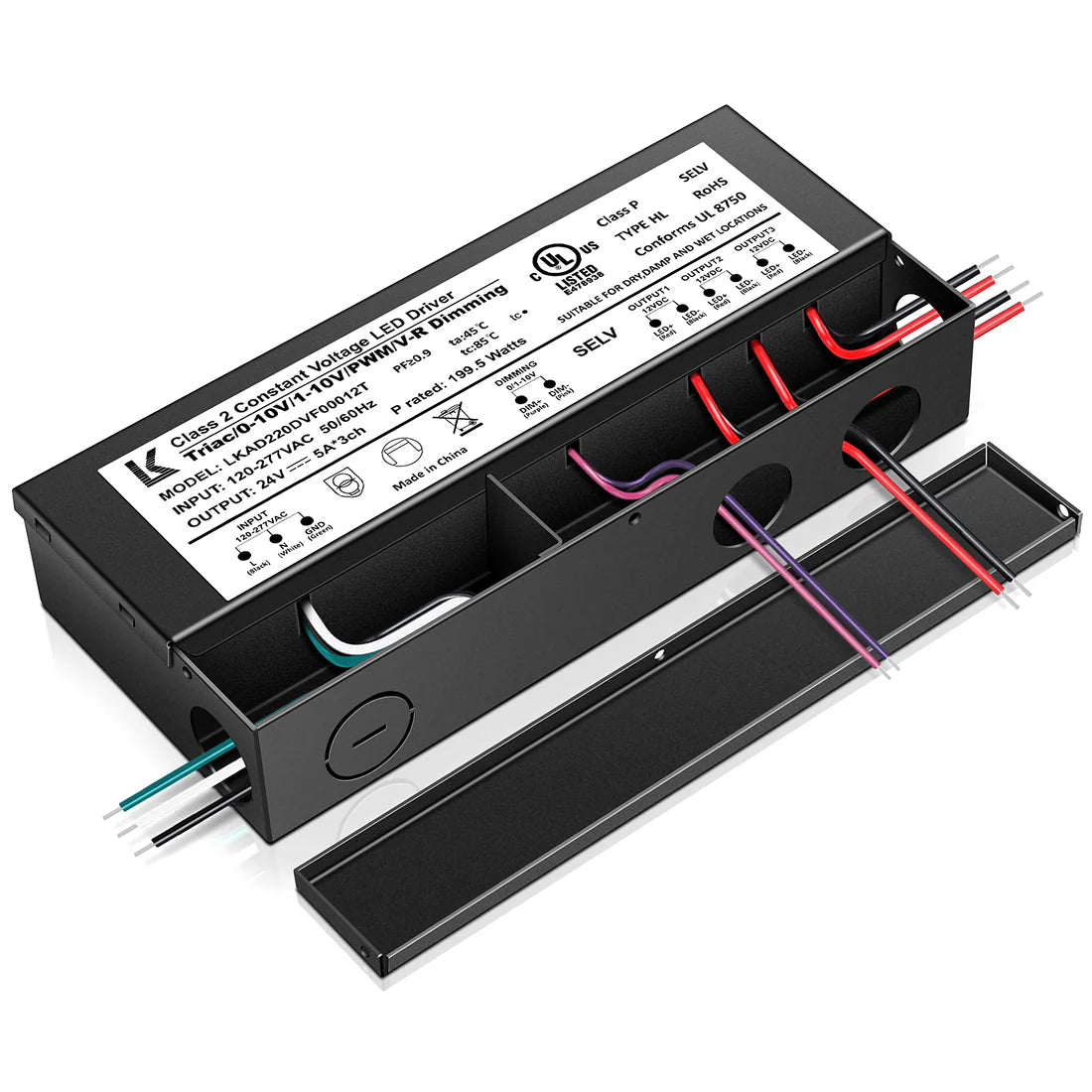 200W 24V DC Steel Case Triac Dimmable LED Driver, UL Listed, AC 120-277V Input, LED Driver for LED Strip Lighting / Under Cabinet Lighting / Home Ambient Lighting